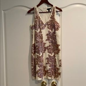J Crew Linen Dress With Iridescent Sequin Sz 0
